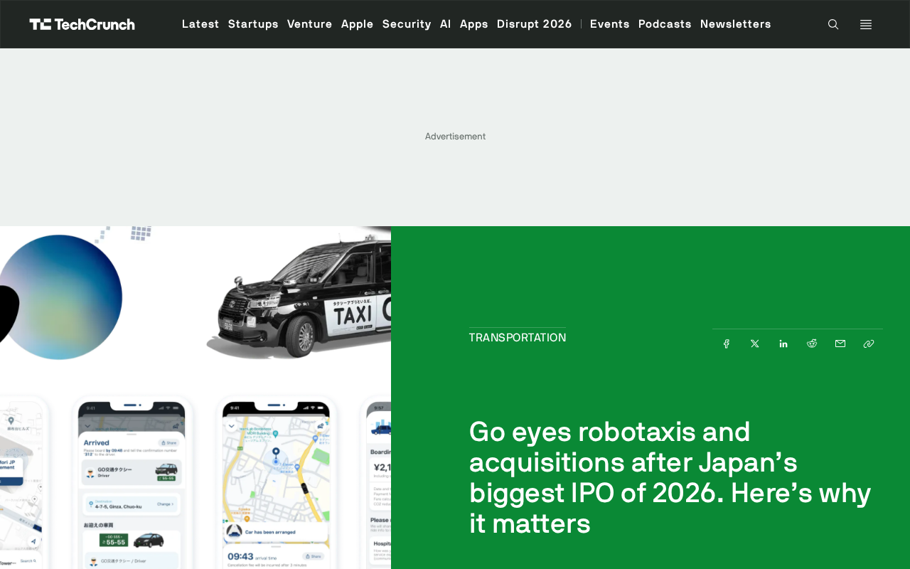 Japan's Ride-Hailing Platform Go Completes ¥88.6 Billion IPO, Betting on Robotaxis to Tackle Driver Shortage