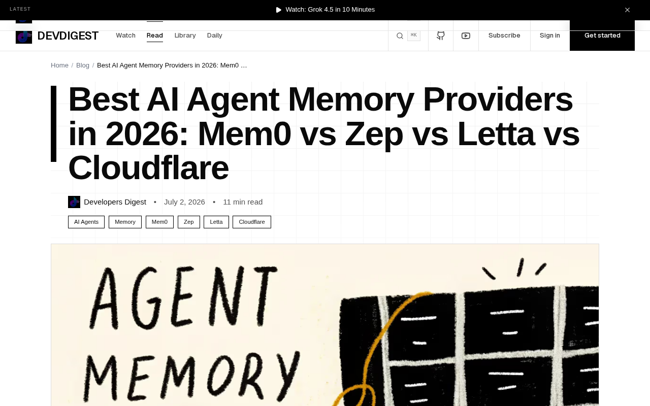 AI智能体记忆层横评:Mem0、Zep、Letta、Cloudflare四大方案对比