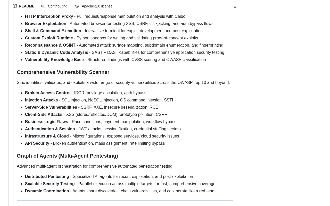 github source: usestrix/strix: Open-source AI penetration testing tool to find and fix your app’s vulnerabilities.