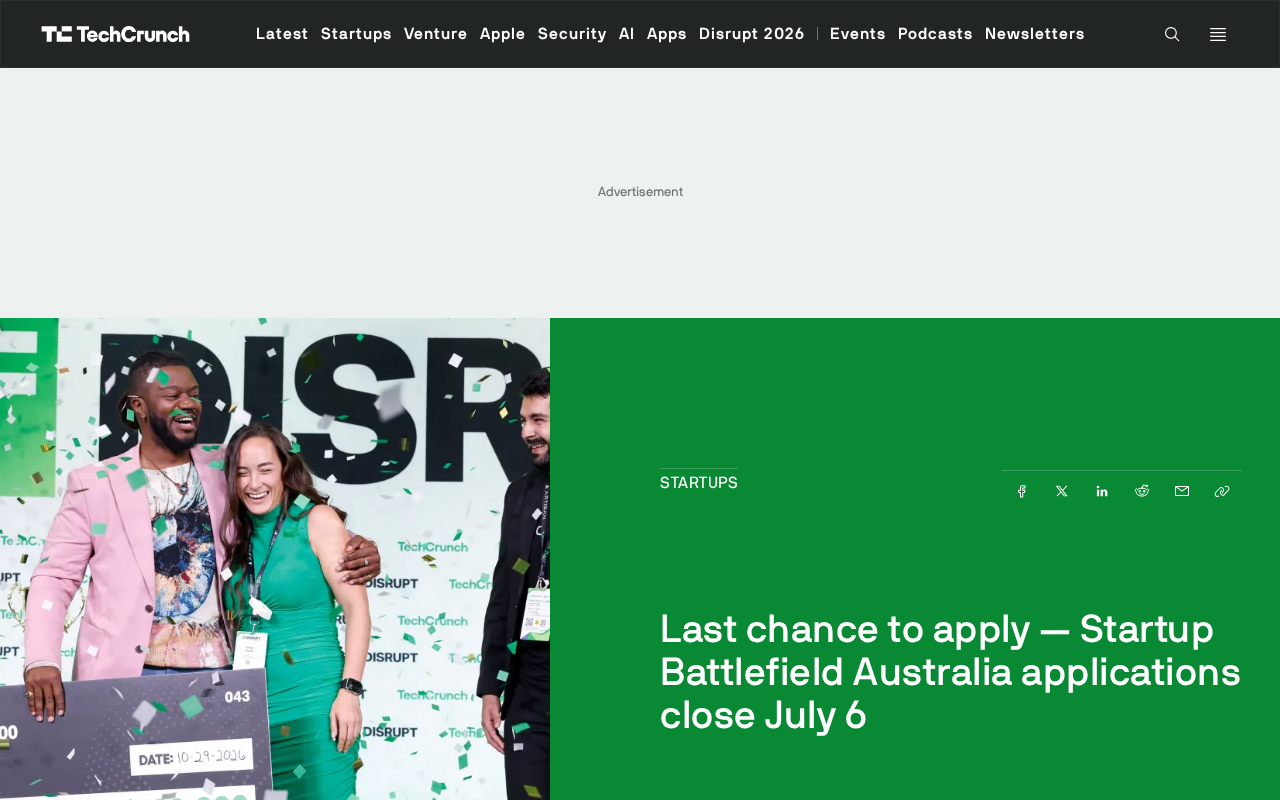 TechCrunch Startup Battlefield Australia: Applications Close July 6