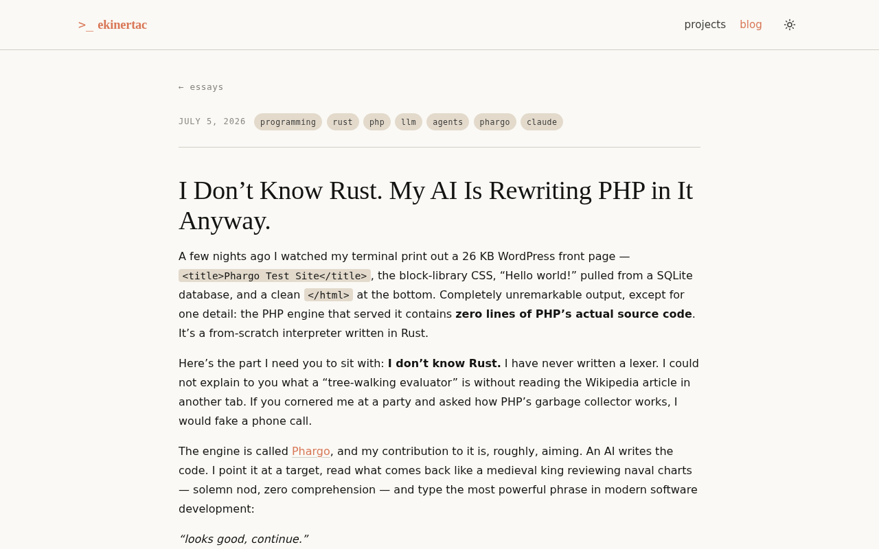 AI用Rust重写PHP引擎:已能渲染WordPress,通过17%官方测试