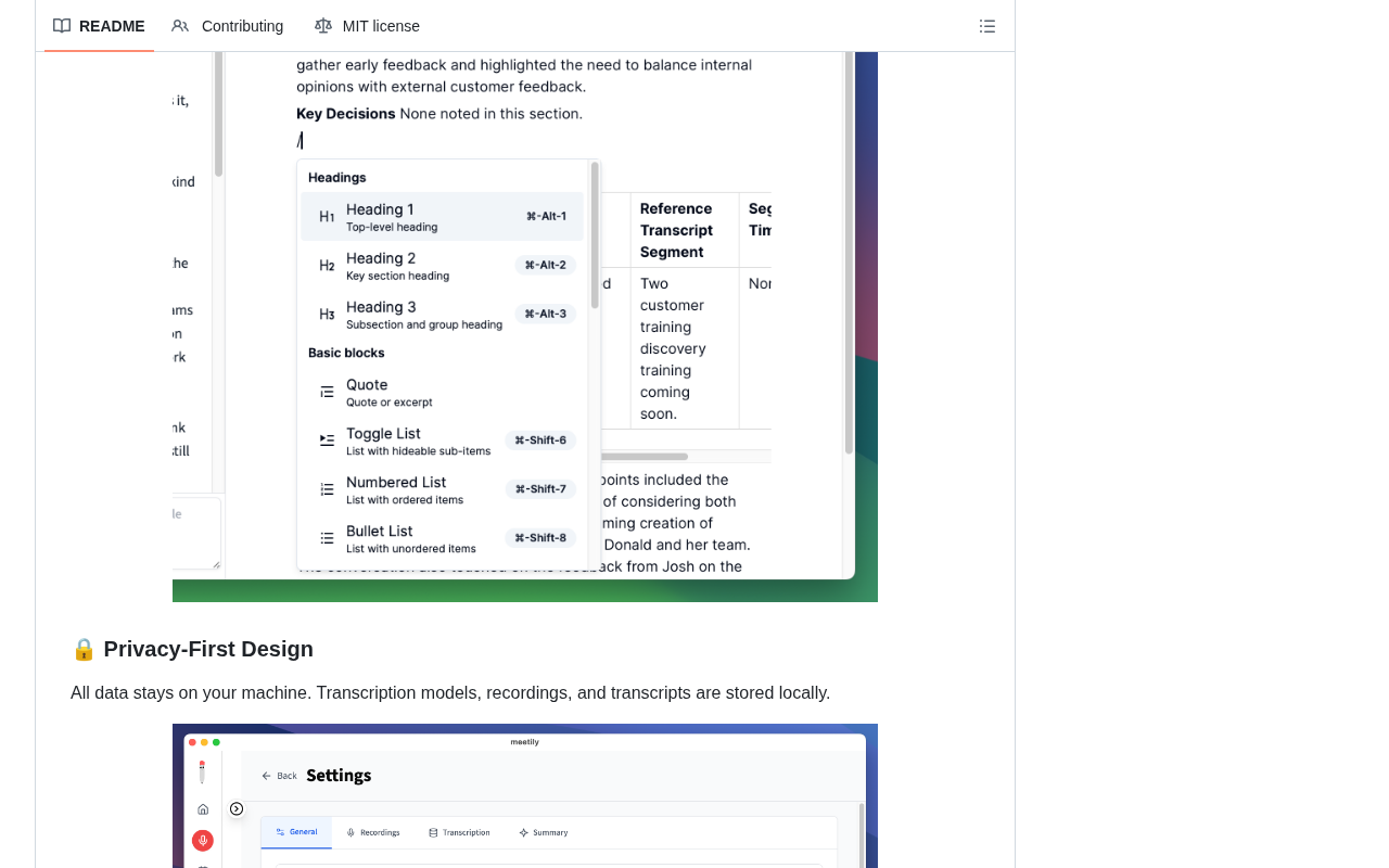 github source: Zackriya-Solutions/meetily: Privacy first, AI meeting assistant with 4x faster Parakeet/Whisper live