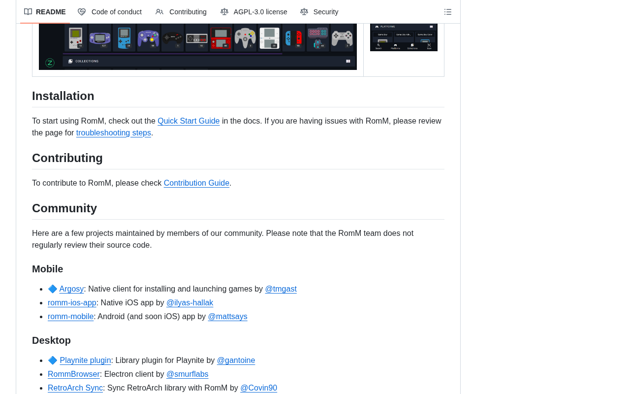 github source: rommapp/romm: A beautiful, powerful, self-hosted rom manager and player.