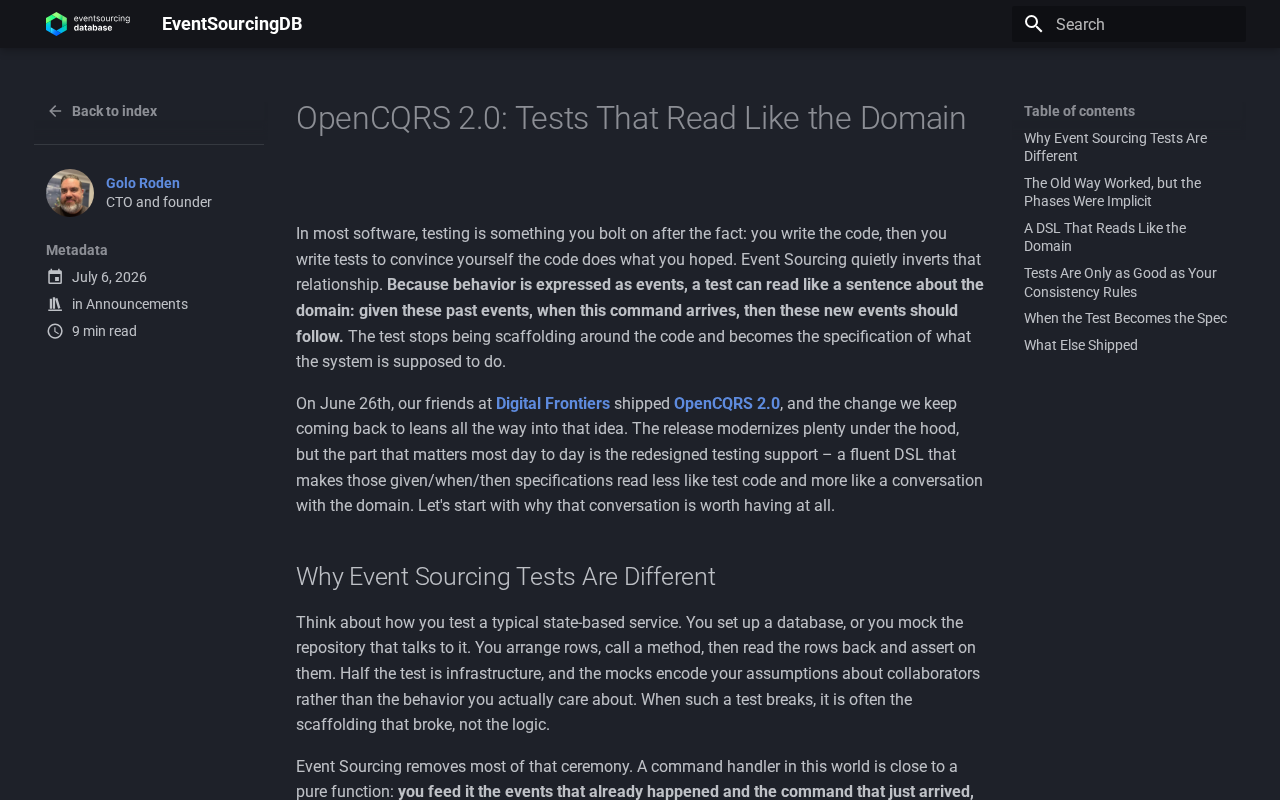 OpenCQRS 2.0:用业务领域语言写测试,让代码自己说话