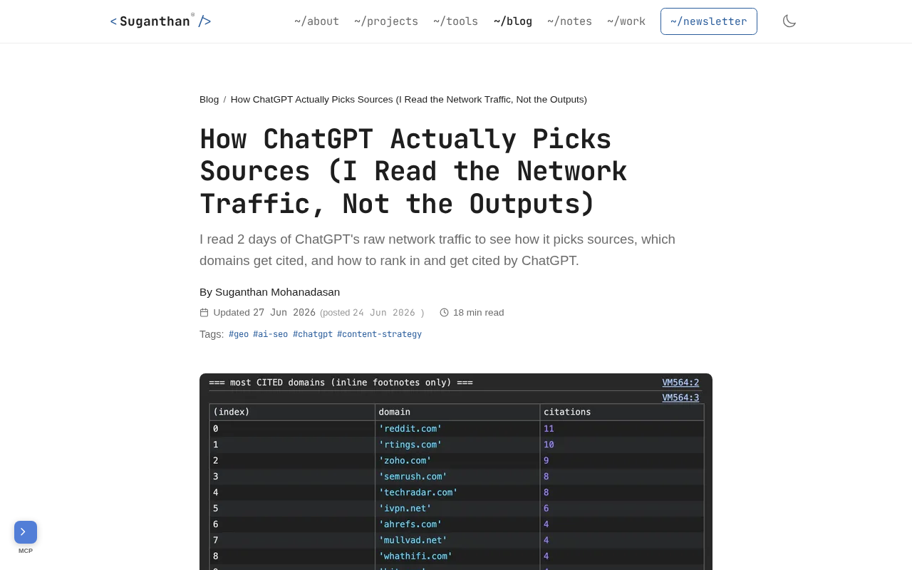 Reverse-Engineering ChatGPT's Source Selection: What Network Traffic Analysis Reveals About AI Citations