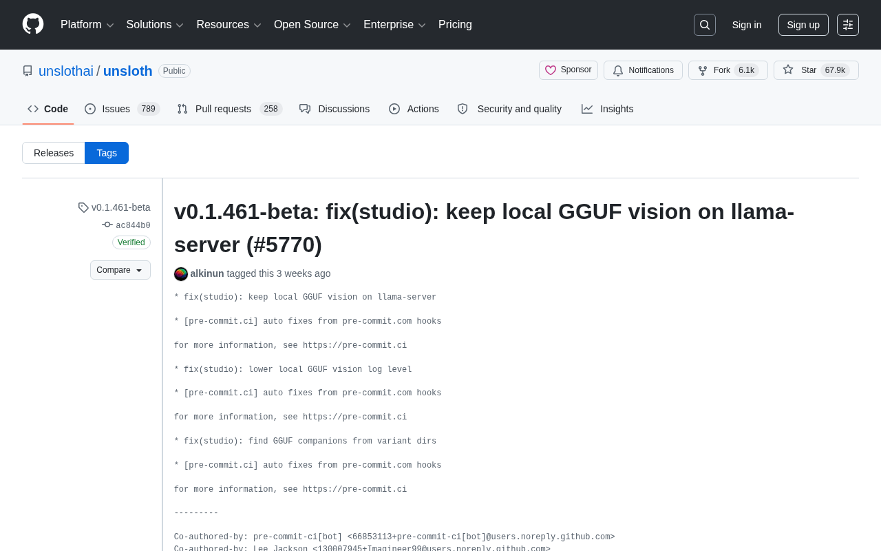 Unsloth v0.1.461-beta:修复本地GGUF视觉模型加载问题