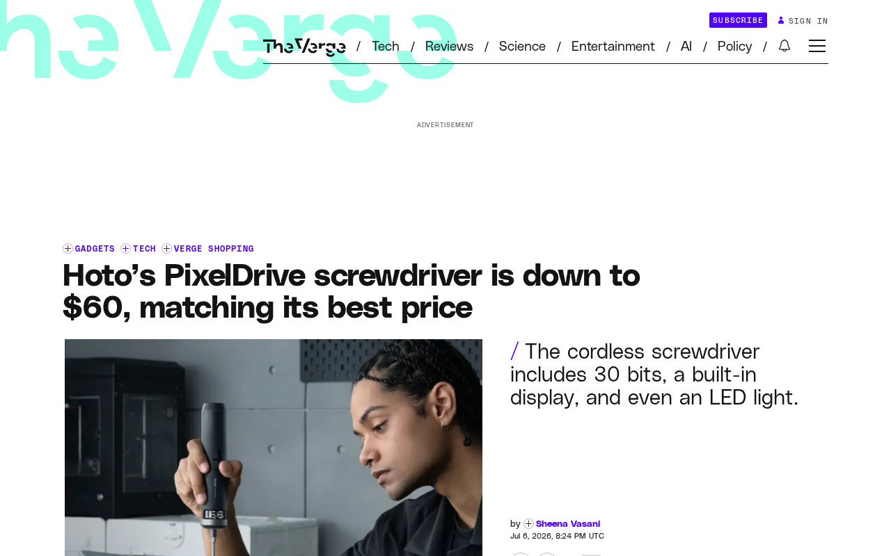 Hoto PixelDrive电动螺丝刀降至历史低价60美元,值得入手吗?