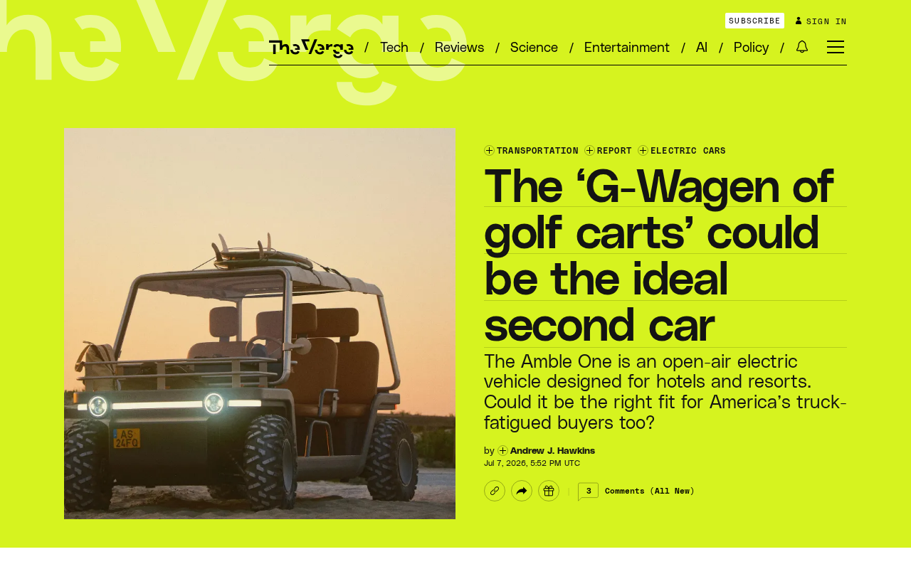 Amble Electric Buggy: A New Leisure Mobility Option Built for the 'Second Car'