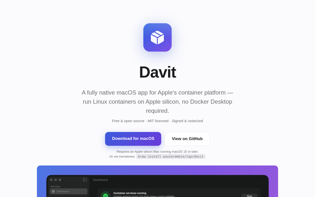 Davit:专为Apple Containers打造的原生图形化管理工具