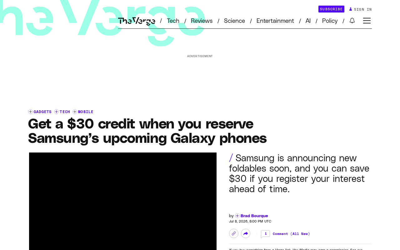 Samsung Galaxy Z Fold Pre-Registration Opens: Sign Up Early for $30 Credit