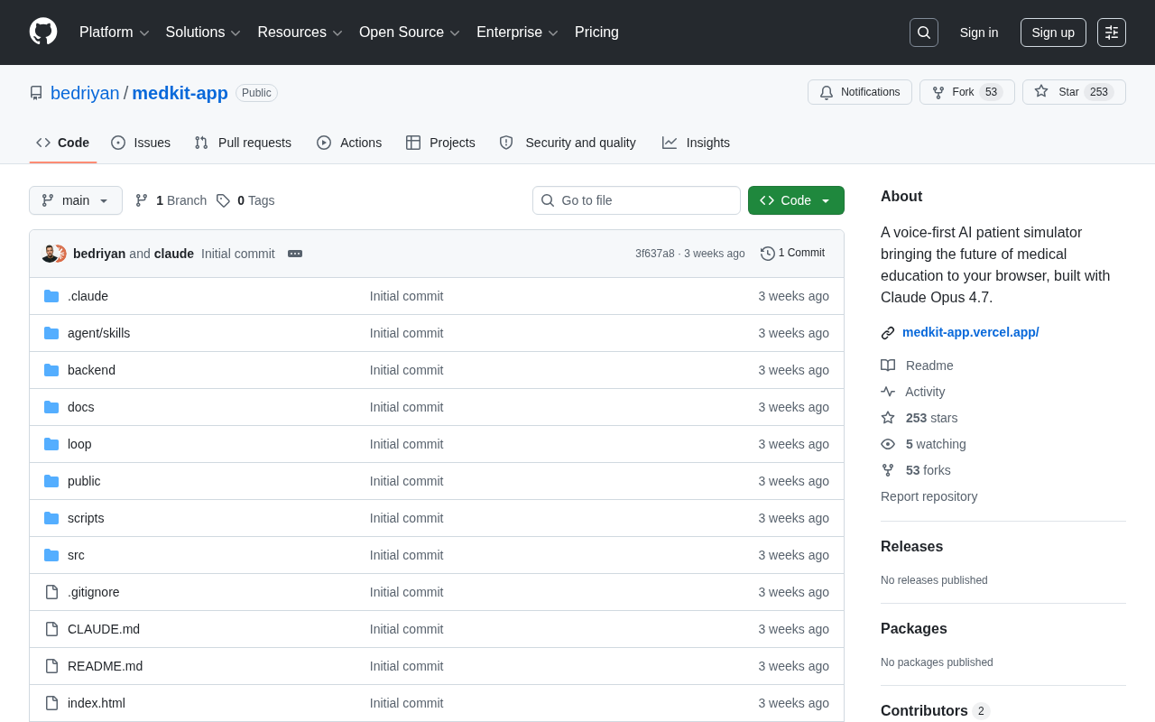 MedKit Open Source Project: A Voice AI Patient Simulator Powered by Claude Opus 4