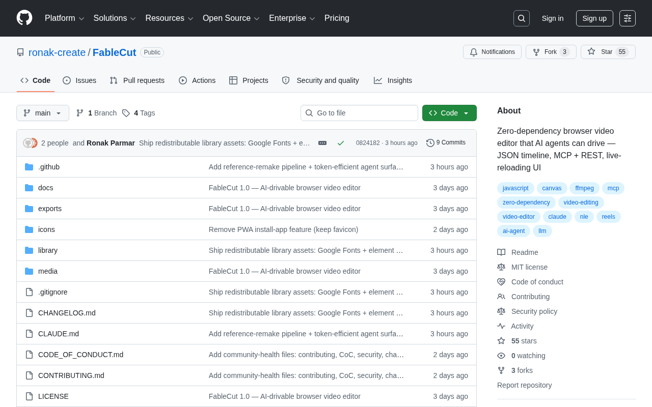 FableCut: A Zero-Dependency Browser Video Editor Built for AI Agents