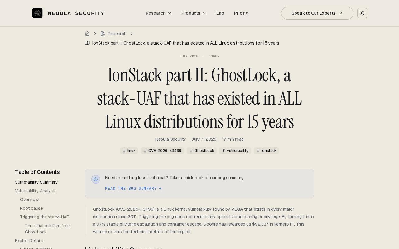 GhostLock:潜伏15年的Linux栈UAF漏洞深度解析