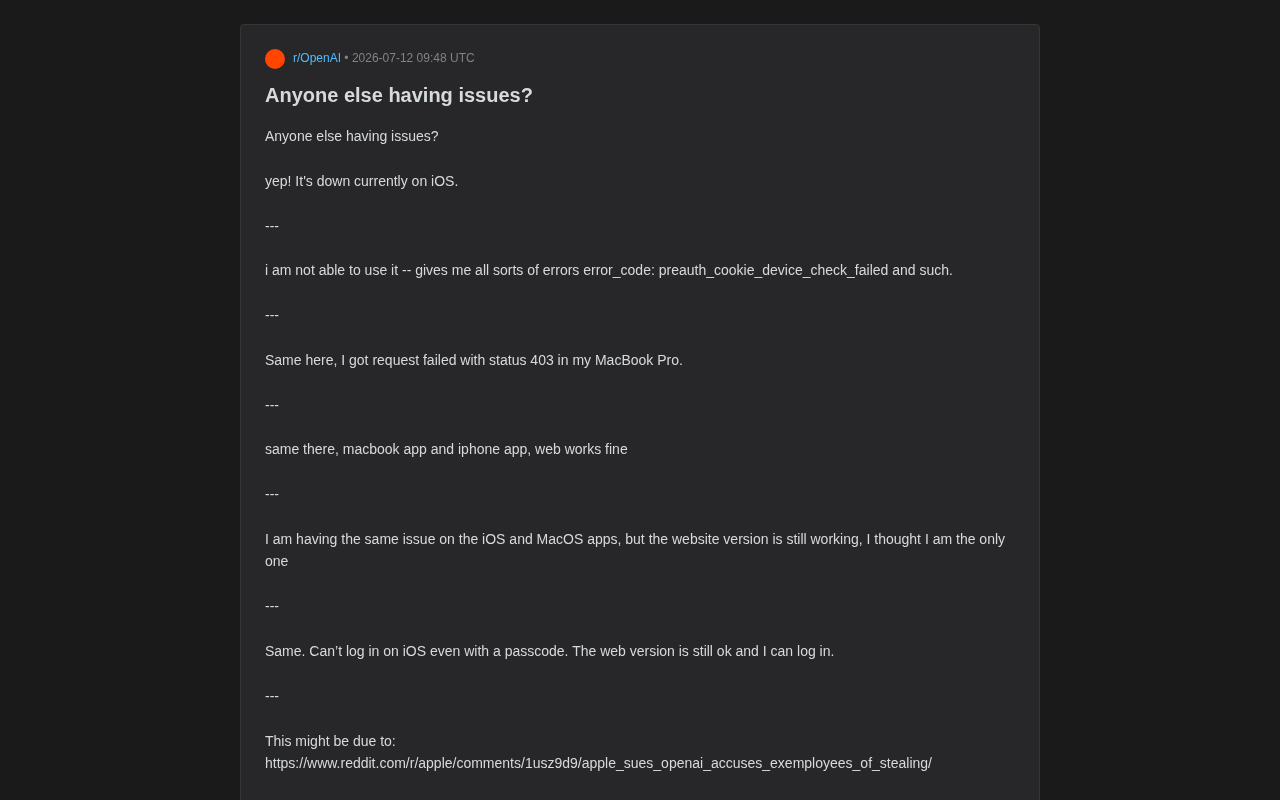 ChatGPT Client Widespread Outage: Why the App Fails While the Web Version Works