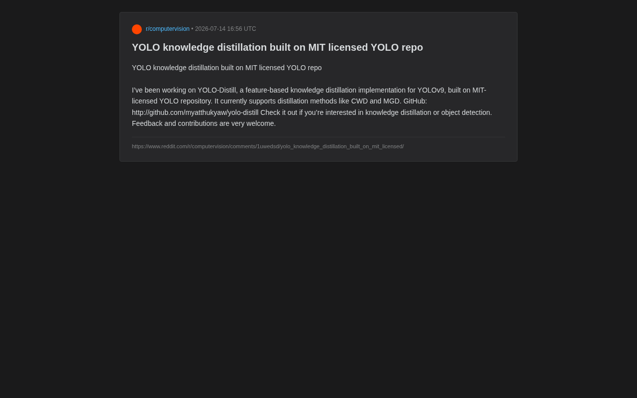 YOLO-Distill: A YOLOv9 Knowledge Distillation Toolkit Under MIT License for Free Commercial Use