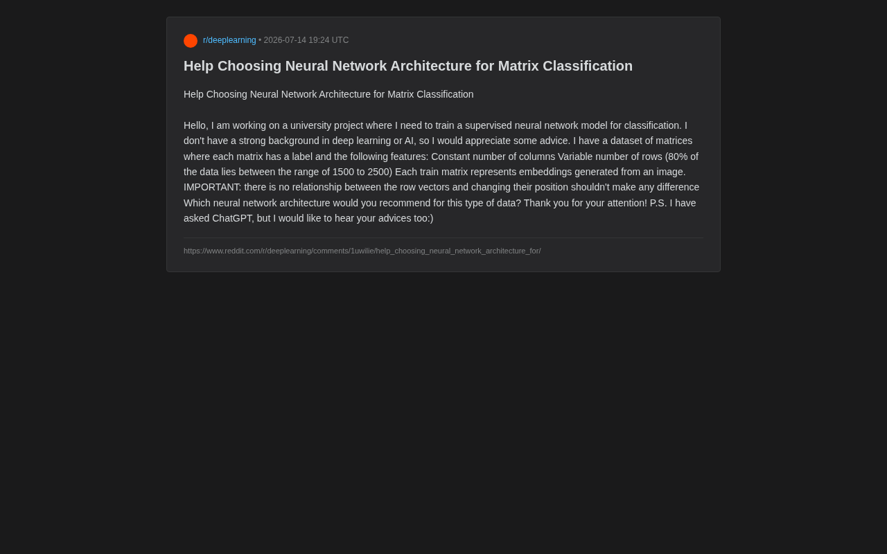 Variable-Length Matrix Classification: Choosing the Right Neural Network Architecture for Unordered Set Data