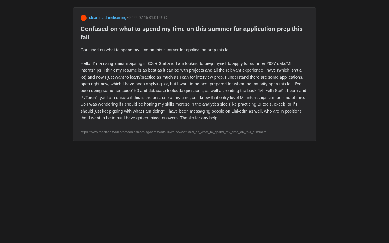 CS Students' Summer Prep: How to Strategically Choose Between ML Internships and Data Analytics Roles