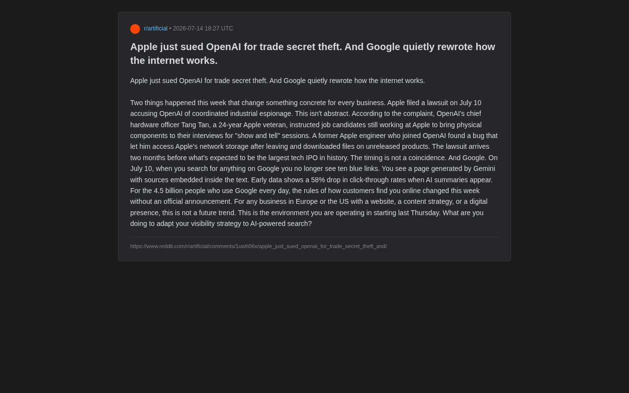 Apple Sues OpenAI for Trade Secret Theft, Google Rewrites Search Rules: A Complete Guide to Enterprise Visibility Strategy
