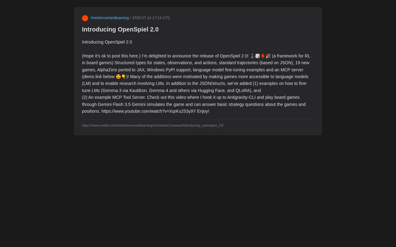 OpenSpiel 2.0 Released: Reinforcement Learning Framework Fully Embraces Large Language Models