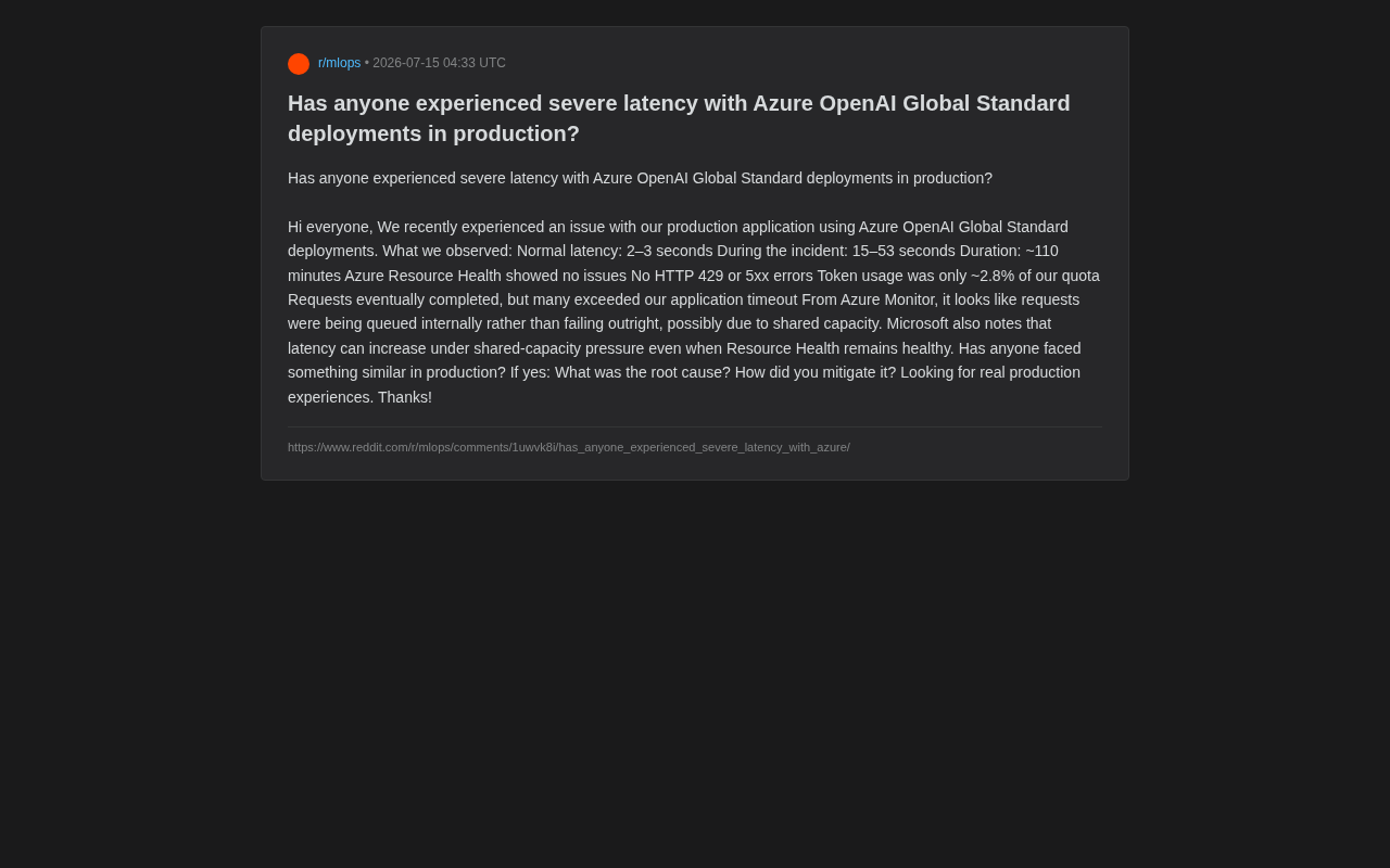 Azure OpenAI Global Standard Deployment Latency Risks: A Production Environment Survival Guide