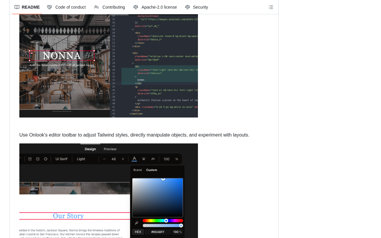 github source: onlook-dev/onlook: The Cursor for Designers • An Open-Source AI-First Design tool • Visually build,