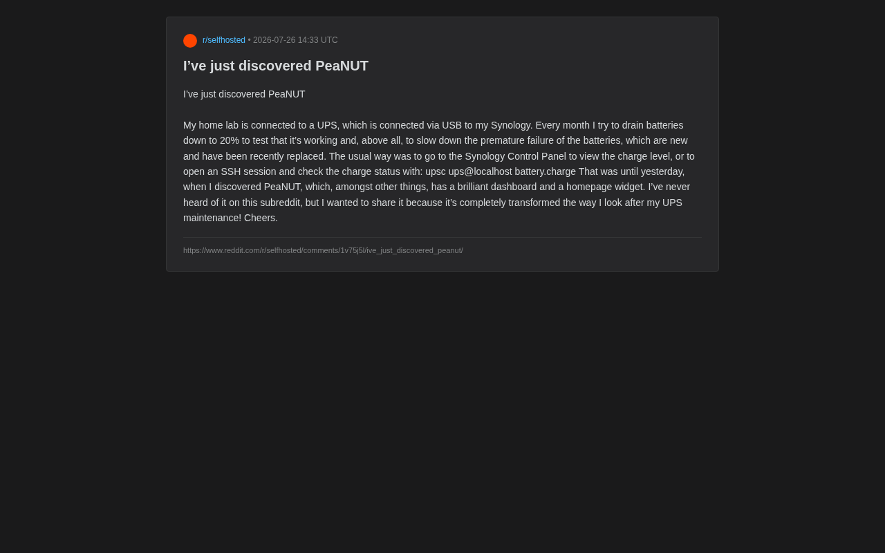 PeaNUT:NUT开源UPS监控仪表盘部署与使用指南