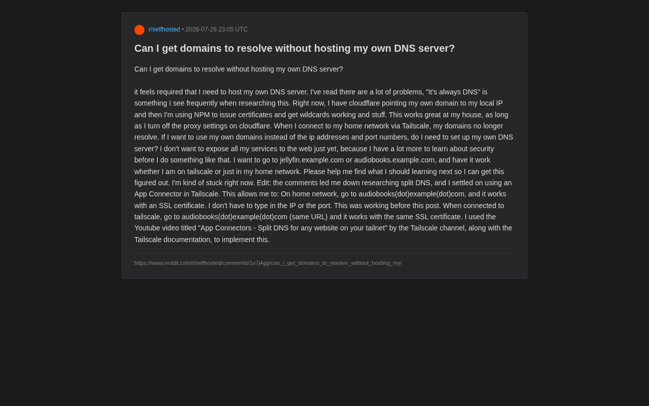Self-Hosted Service Domain Resolution in Practice: A Deep Dive into Split DNS and Tailscale Solutions