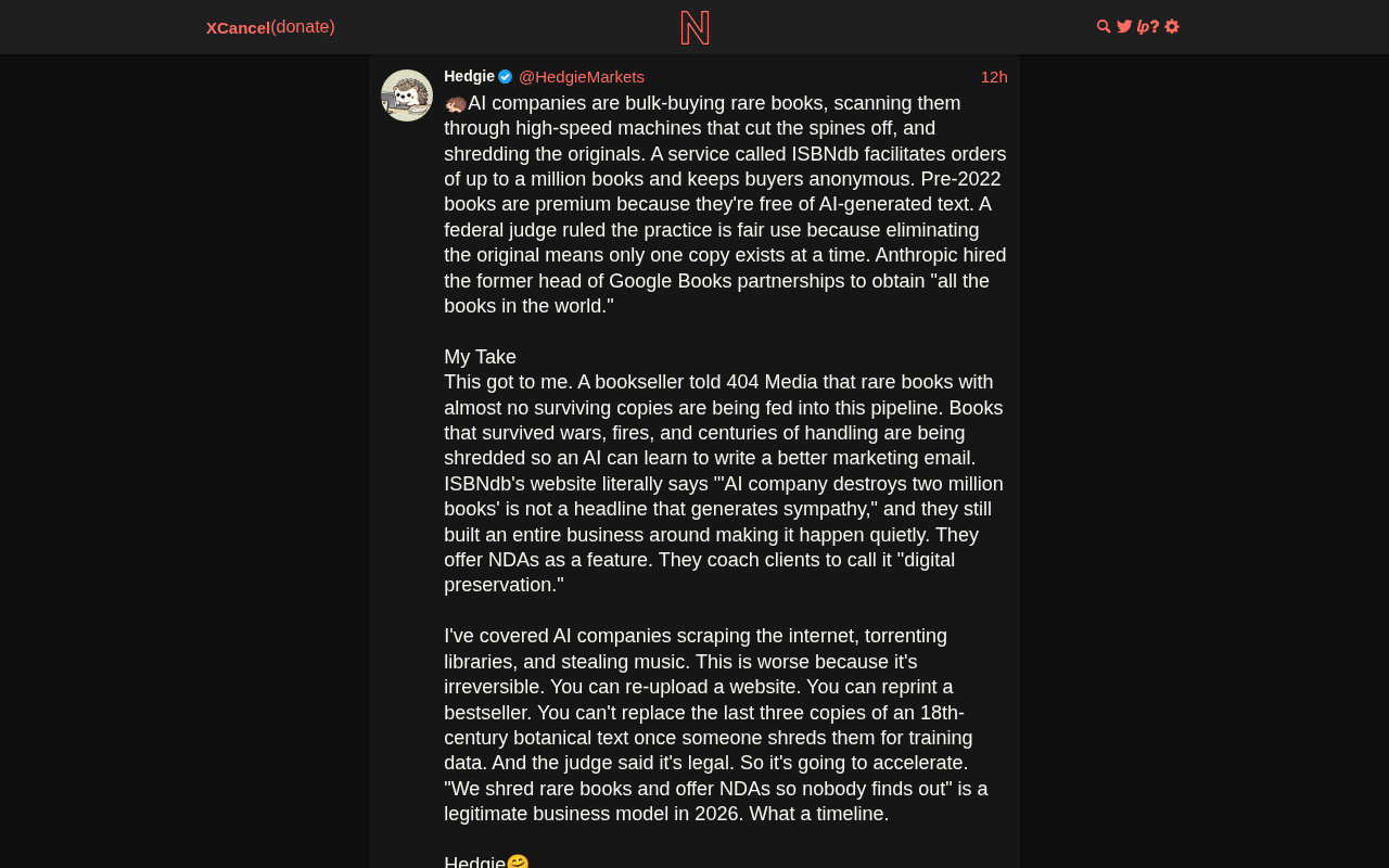 AI公司为获取训练数据正在销毁珍稀书籍