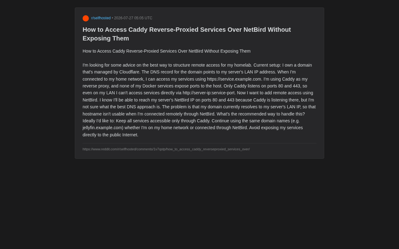 NetBird + Caddy: Remote Access Without Exposing Public Ports