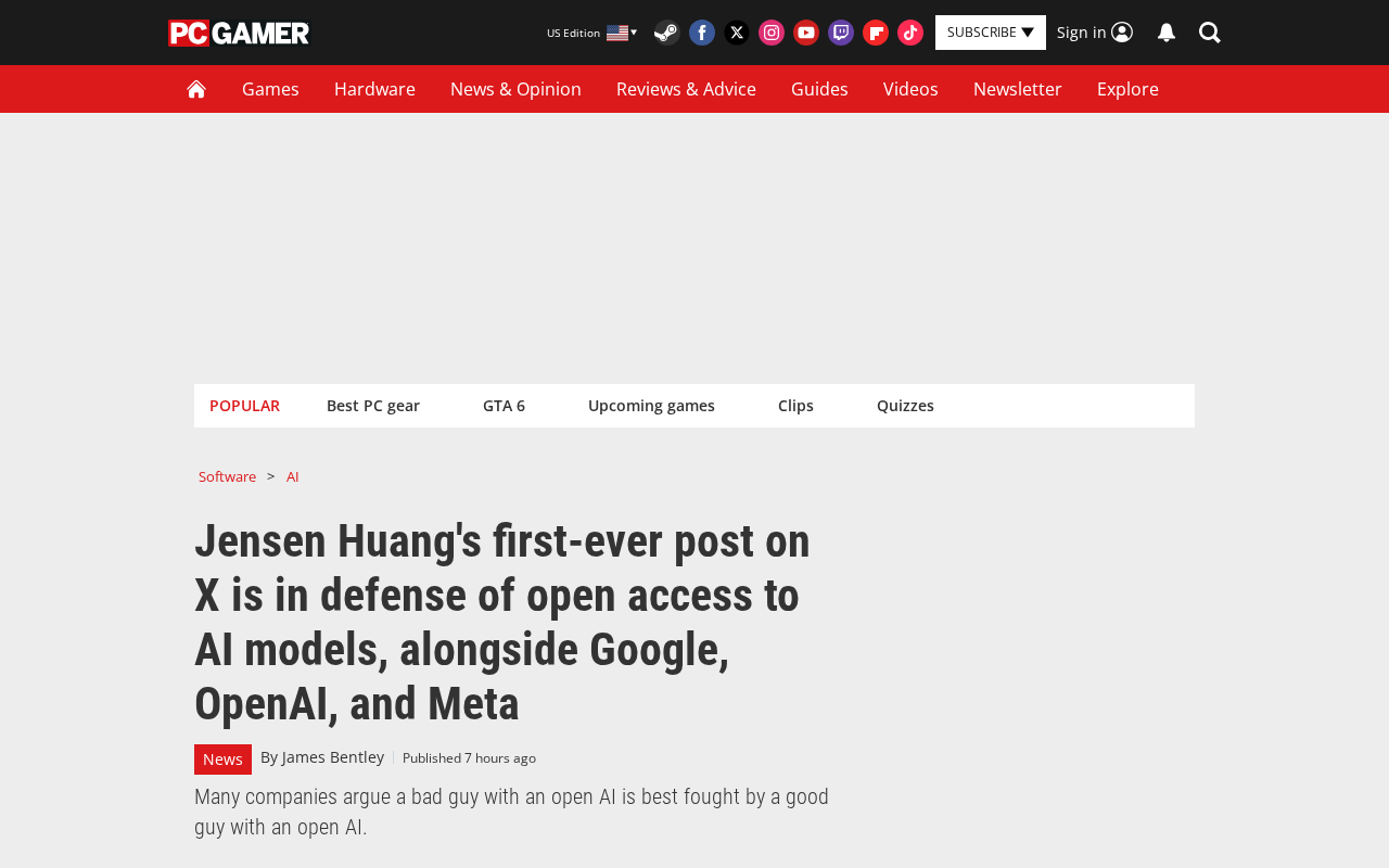 黄仁勋首条X推文力挺开放AI:算力霸主为何站队开源