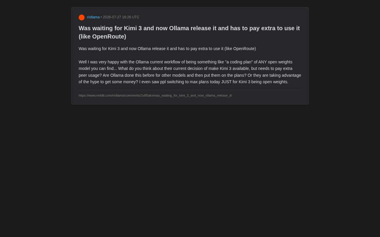 Ollama's Extra Charges for Kimi 3 Spark Community Controversy: Should Open-Source Models Be Free to Use?