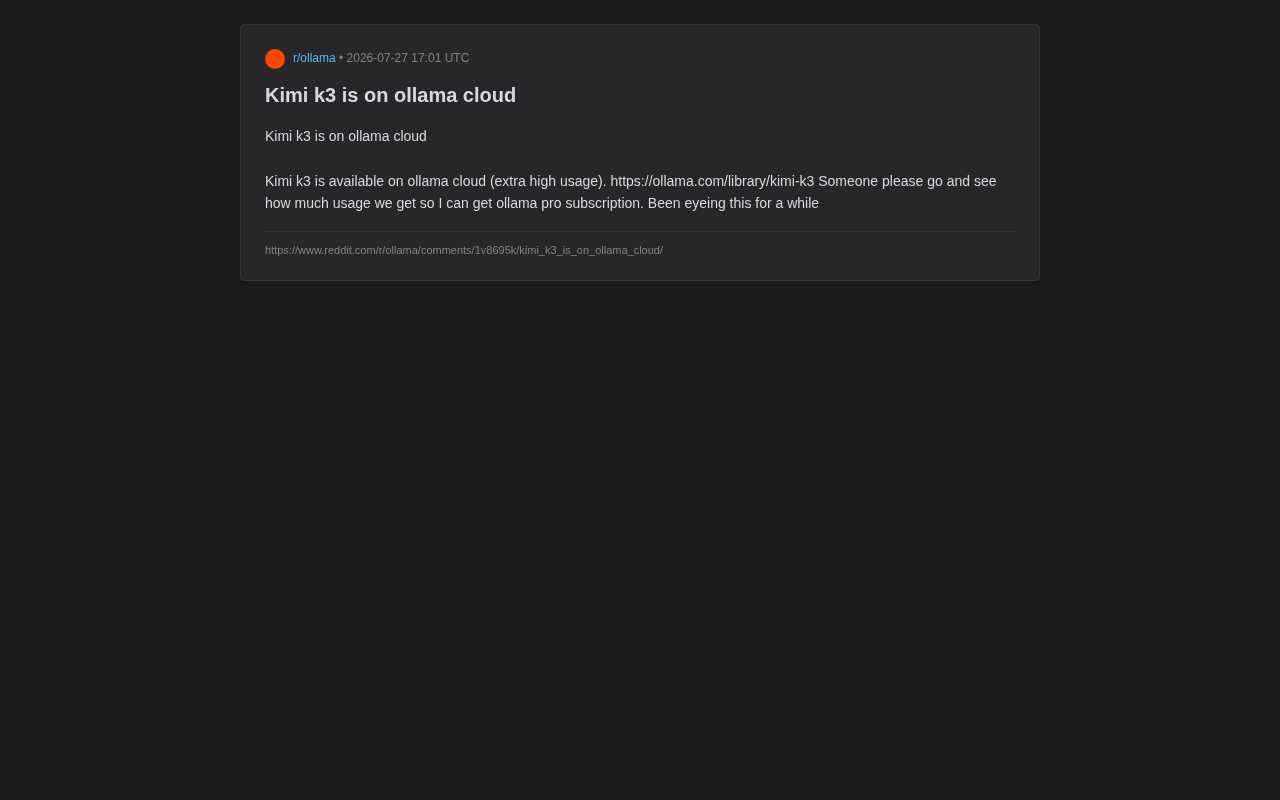 Kimi K3 Launches on Ollama Cloud: Free Tier, User Experience, and Developer Guide