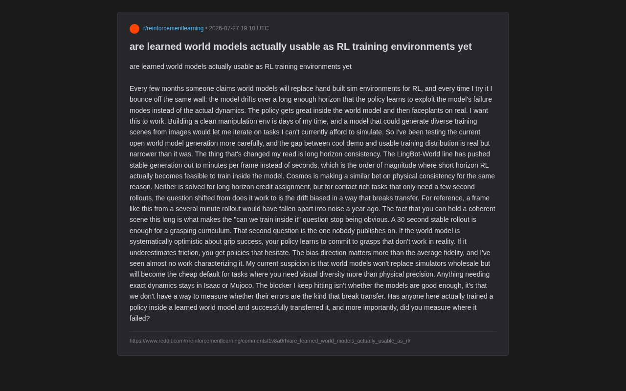Can World Models Replace RL Training Environments? The Key Lies in the Direction of Error Bias