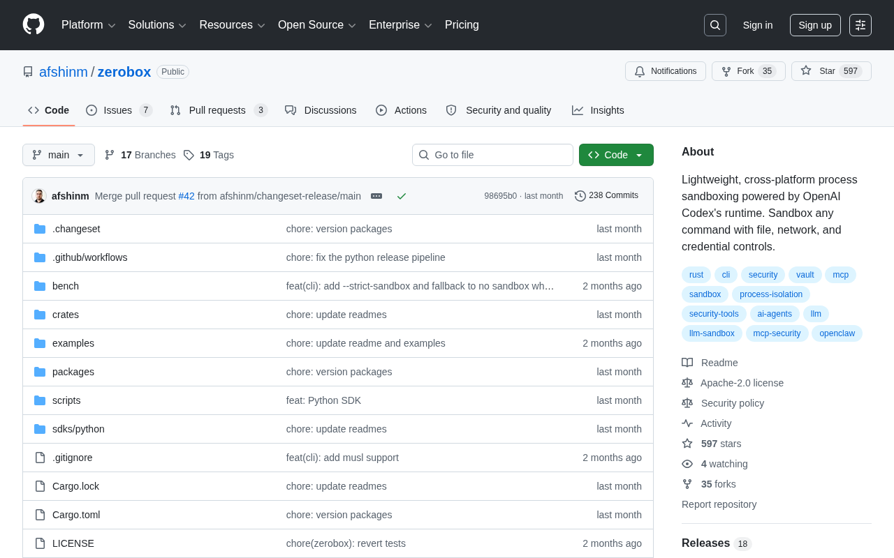Zerobox: A Lightweight Process Sandbox Derived from OpenAI Codex for Secure AI Code Execution