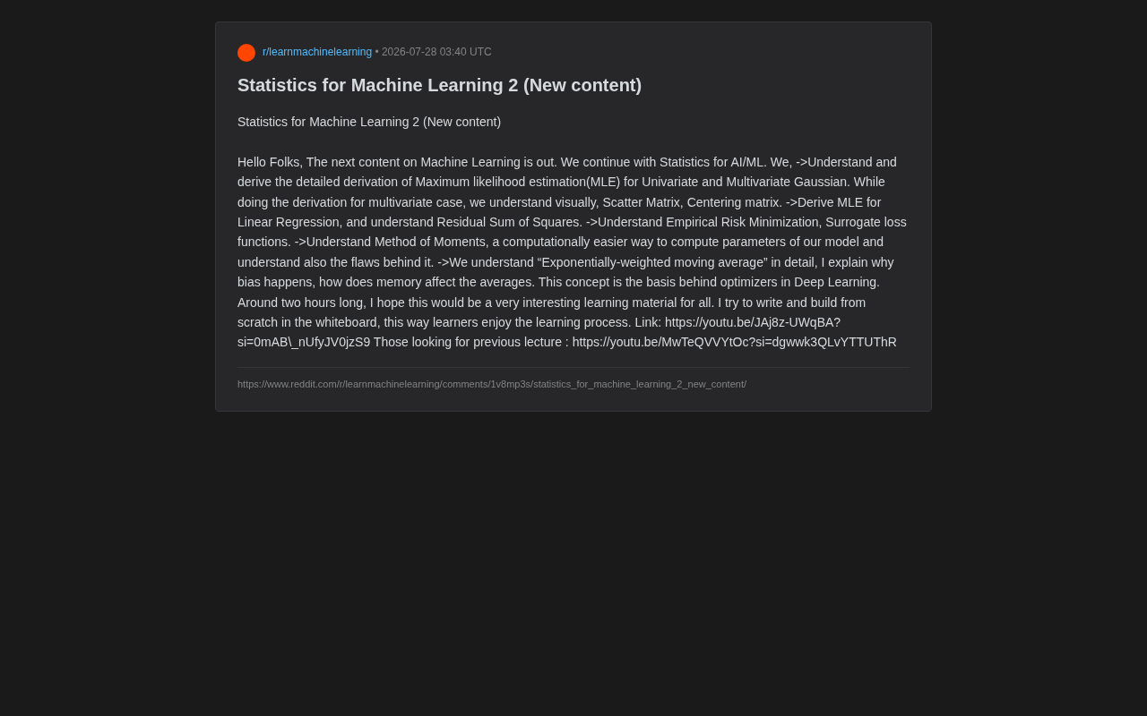 机器学习统计学基础:从MLE到EWMA深度学习优化器原理