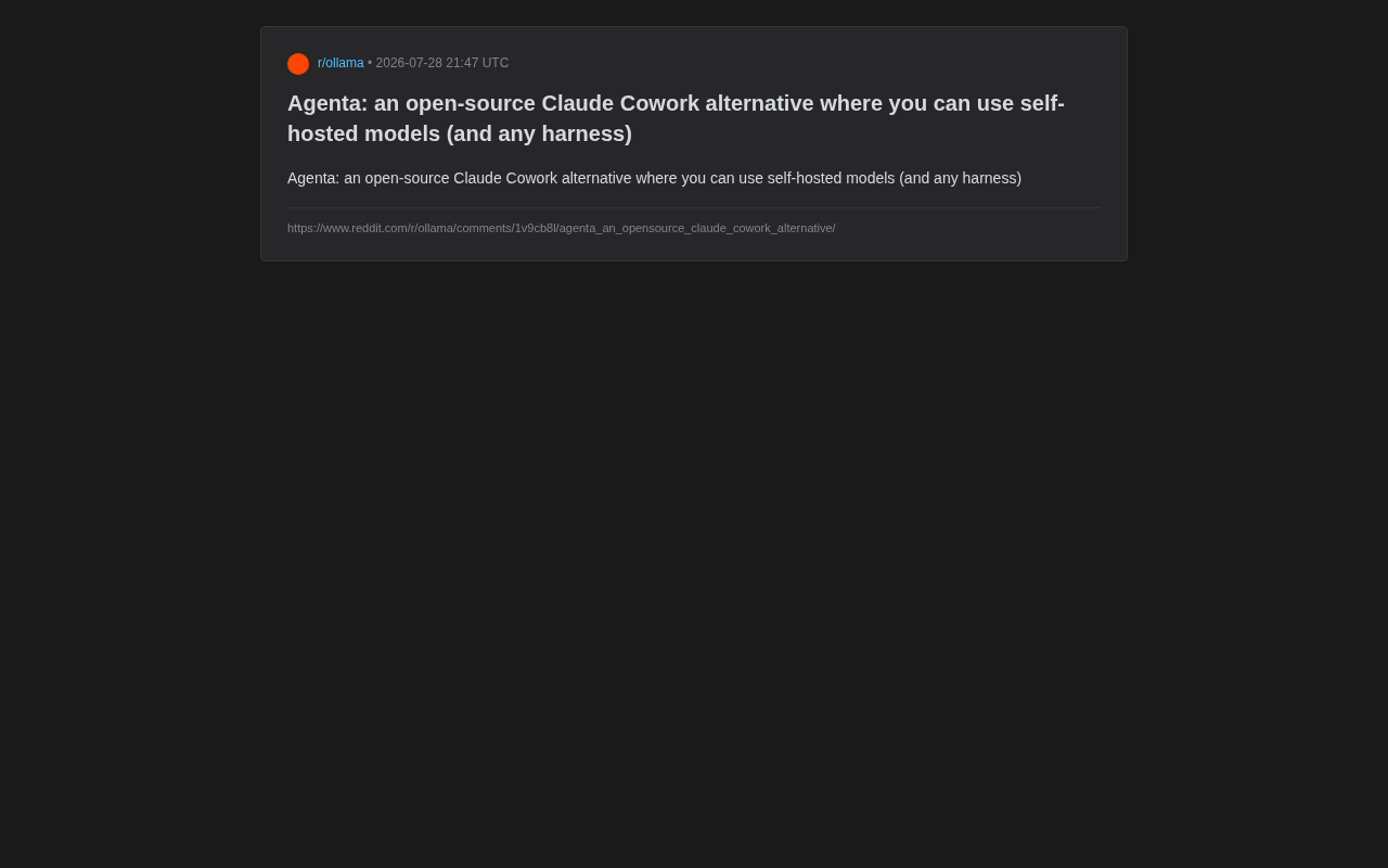 Agenta:开源自托管Claude Cowork替代方案详解