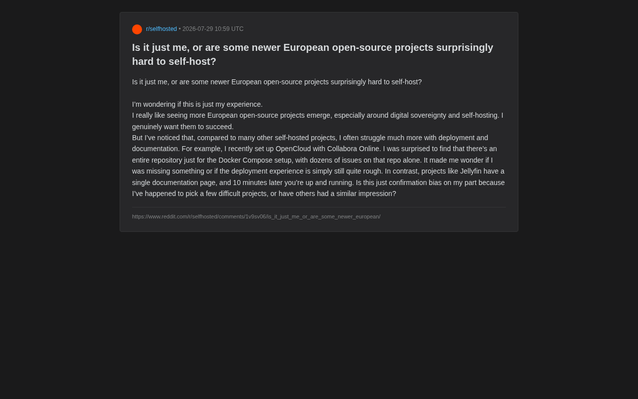 欧洲开源项目自托管部署为何这么难?原因分析与建议