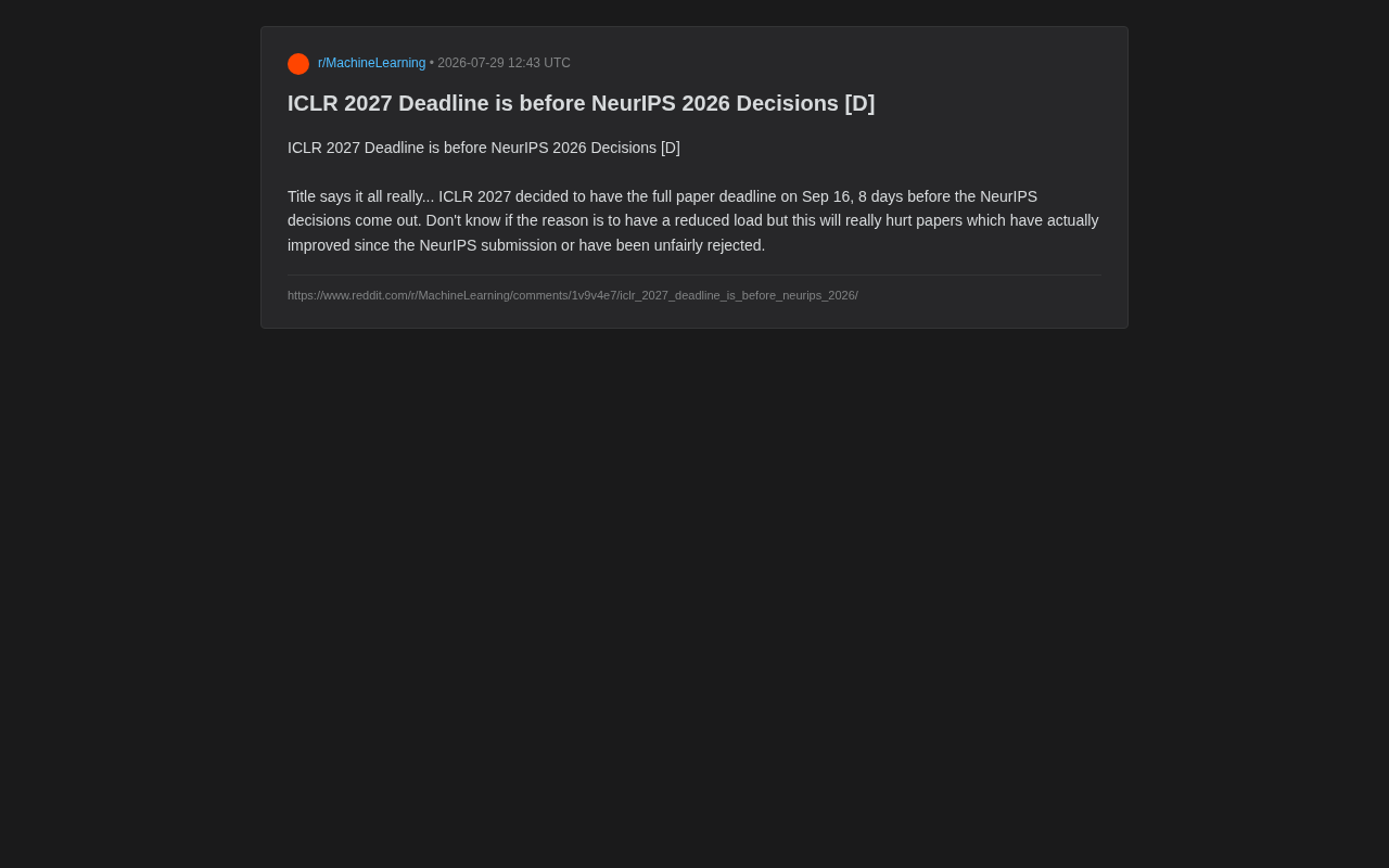 ICLR 2027截稿早于NeurIPS放榜引争议:顶会时间线冲突的深层矛盾