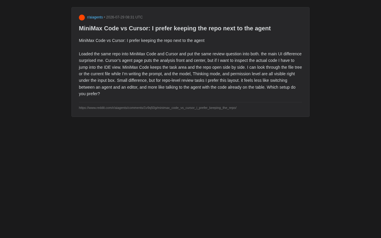 MiniMax Code vs Cursor: Analyzing the Design Advantage of Side-by-Side Code and Agent Layout