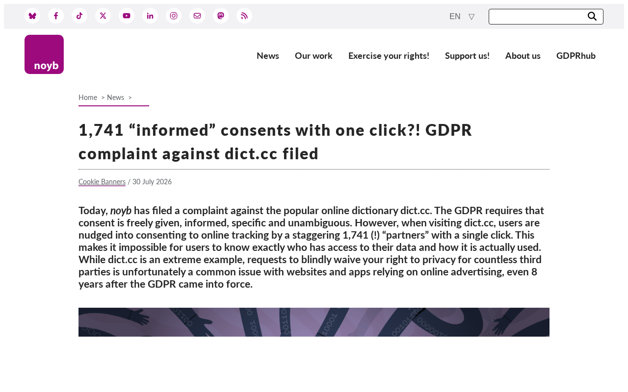 1,741 "Informed Consents" with One Click? GDPR Complaint Exposes the Cookie Consent Chaos