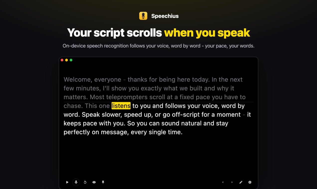 Speechius:用语音识别驱动的智能提词器,告别固定滚动