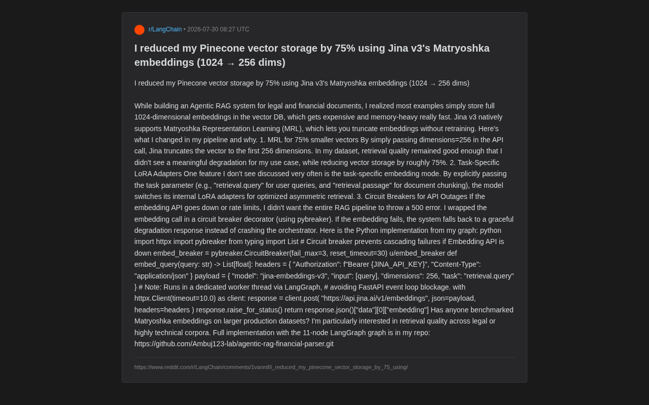 Jina v3 Matryoshka Embeddings in Practice: Cut Vector Storage Costs by 75%