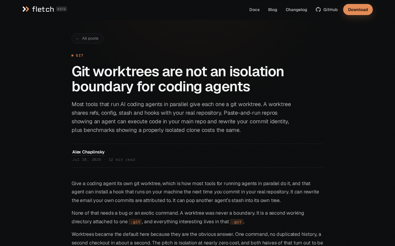 Git Worktree Is Not an Isolation Boundary for AI Coding Agents: Real Sandboxing Solutions Explained