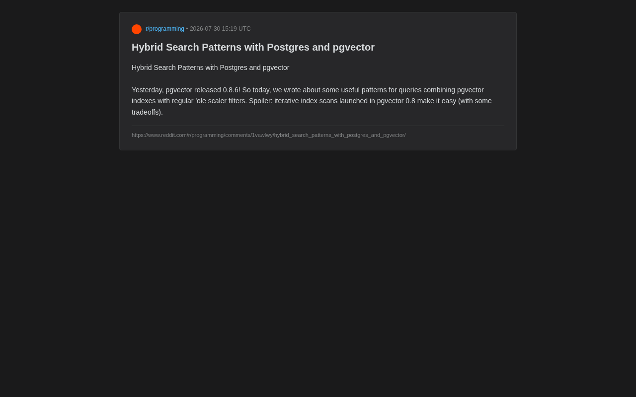 pgvector 0.8迭代索引扫描实战:向量搜索与标量过滤最佳实践