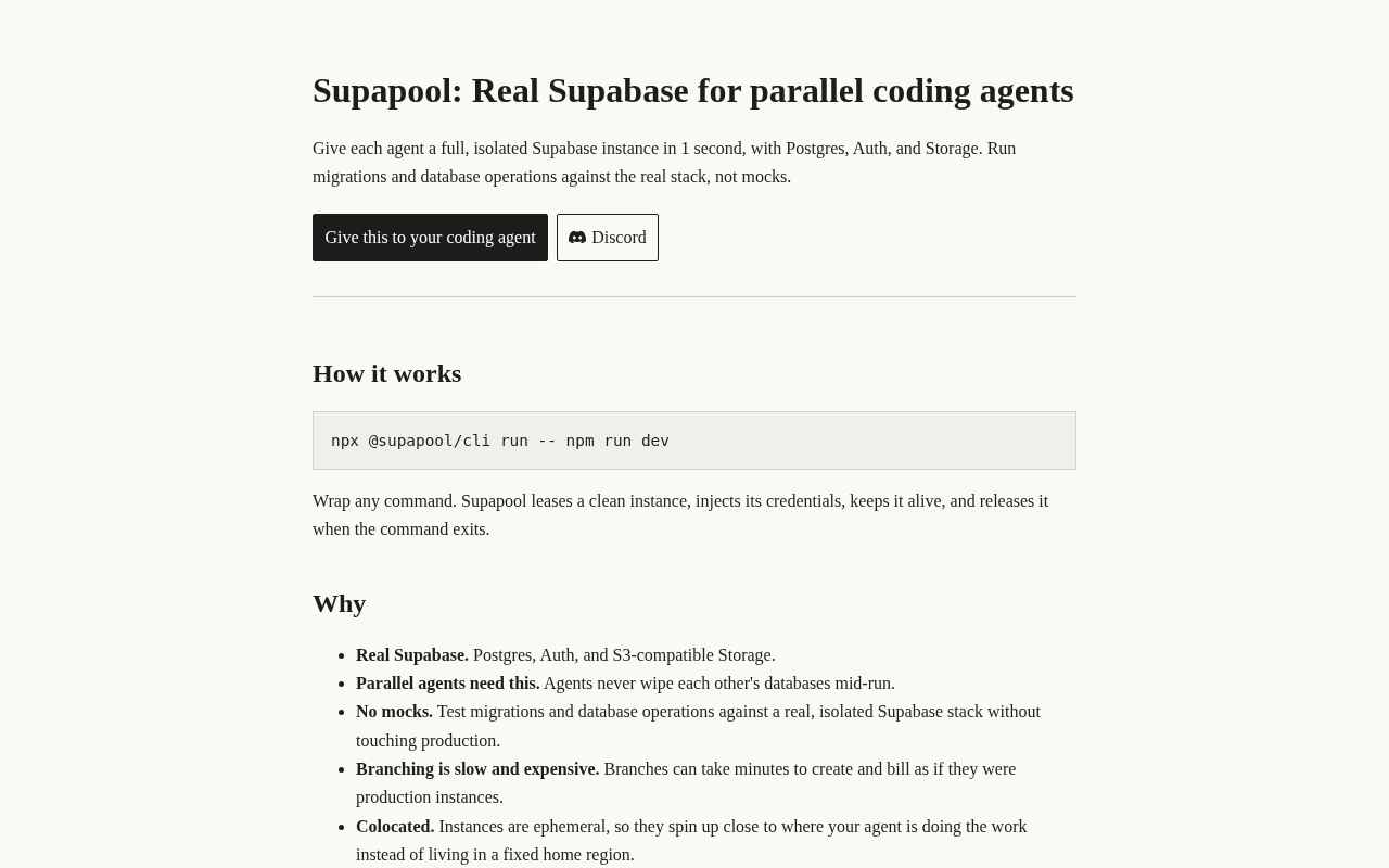 Supapool: Creating Isolated Databases for AI Coding Assistants in 400 Milliseconds