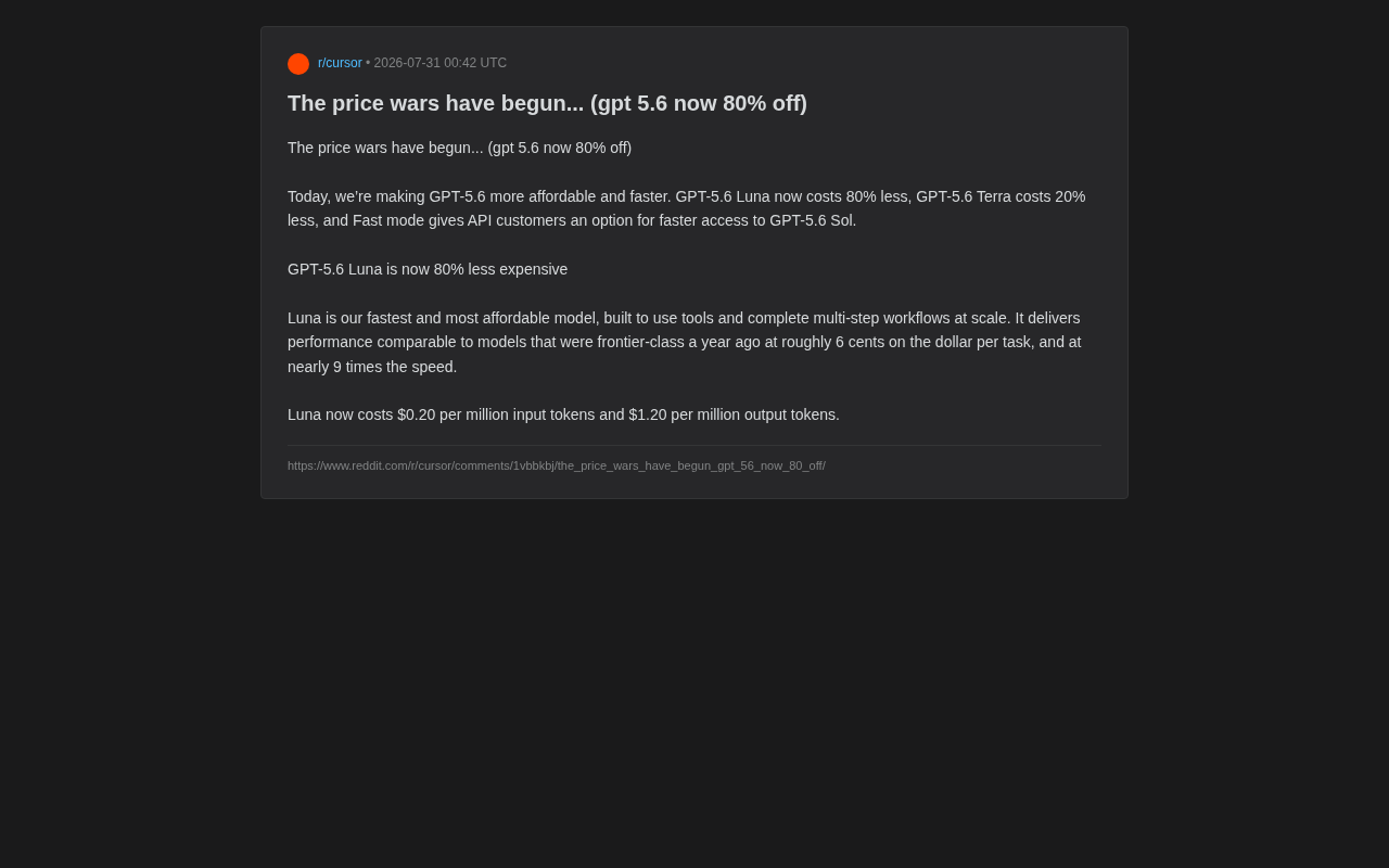 GPT-5.6 Price Cut of 80%: The Industry Logic Behind the AI Price War and Opportunities for Developers