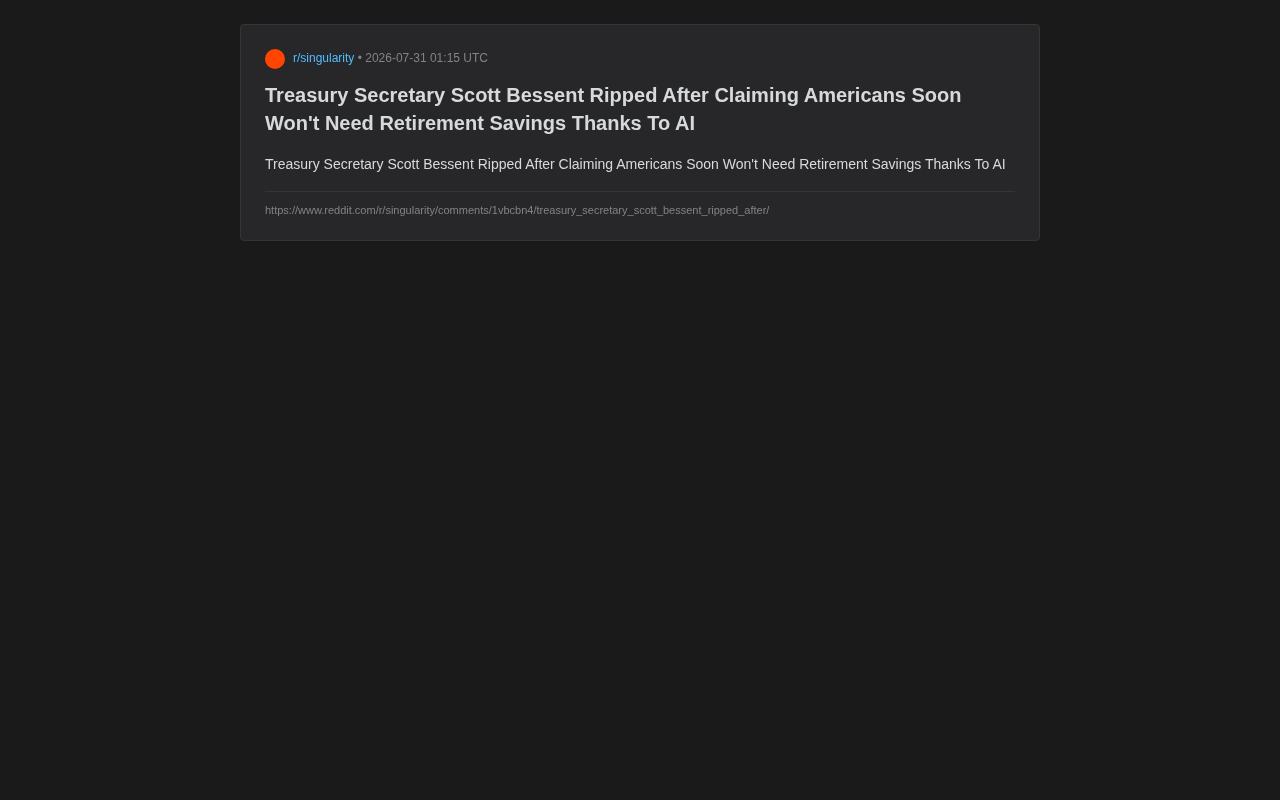 Why the U.S. Treasury Secretary's Claim That AI Will Replace Retirement Savings Sparked Public Outrage