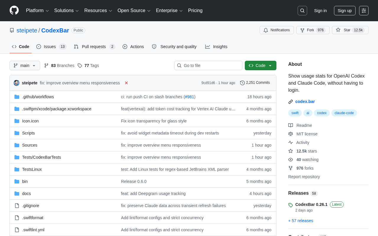 CodexBar: An Open-Source Tool to View AI Coding Assistant Usage Stats Without Logging In