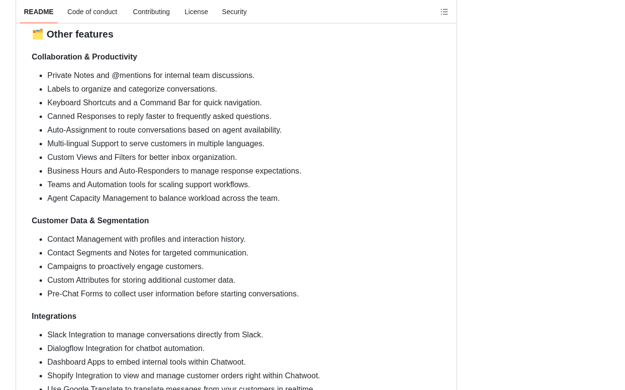 Chatwoot Feature Interface