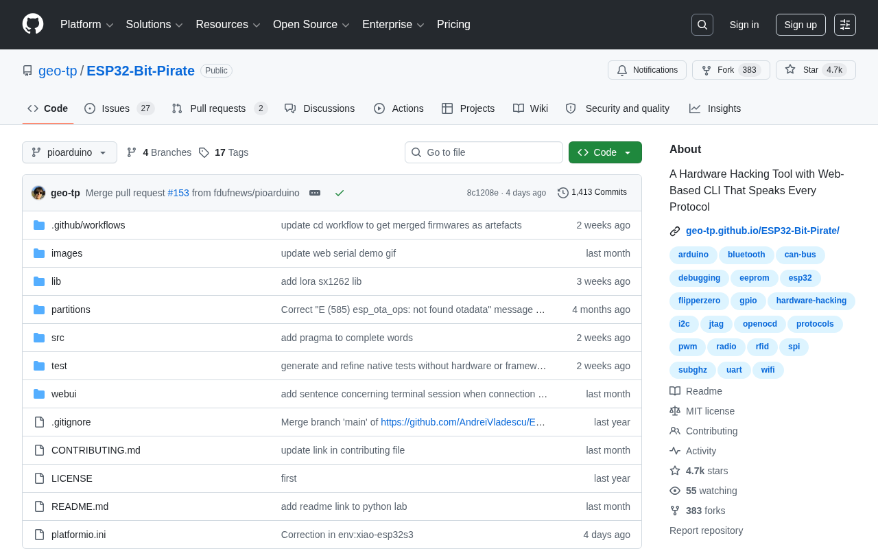 ESP32-Bit-Pirate: An ESP32-Based Open-Source Multi-Protocol Hardware Debugging Tool